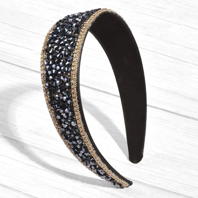 Black Rhinestone Wide Headband for Women - Image 21