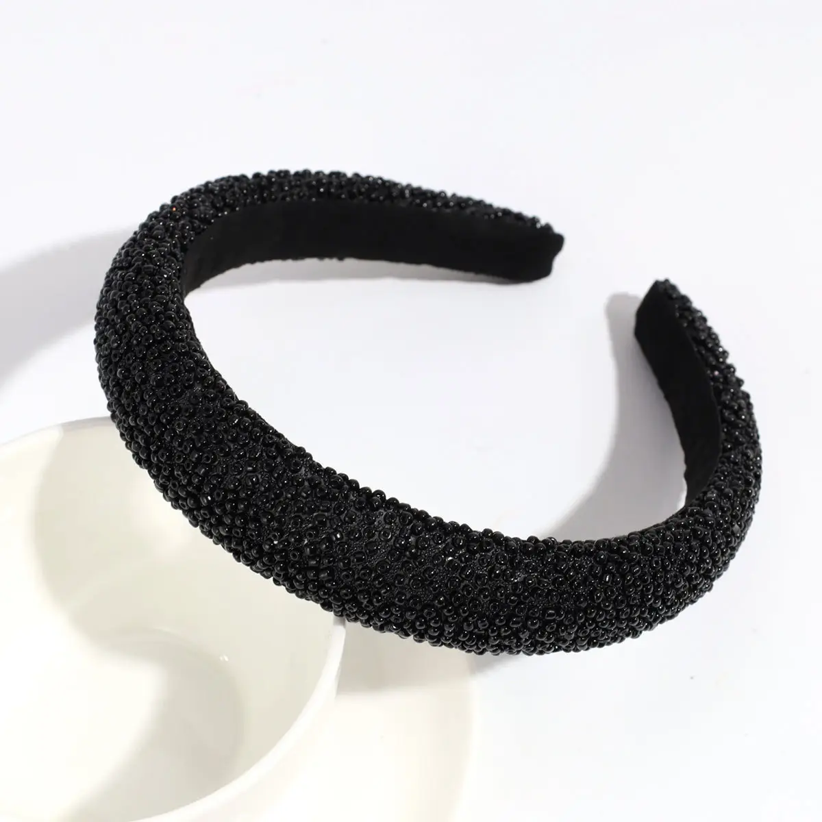 Black Rhinestone Wide Headband for Women - Image 9