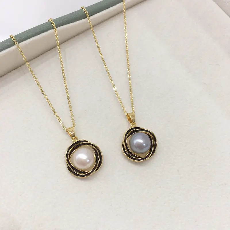 5Pcs Gold Pearl Bird's Nest Necklace Set - Image 3