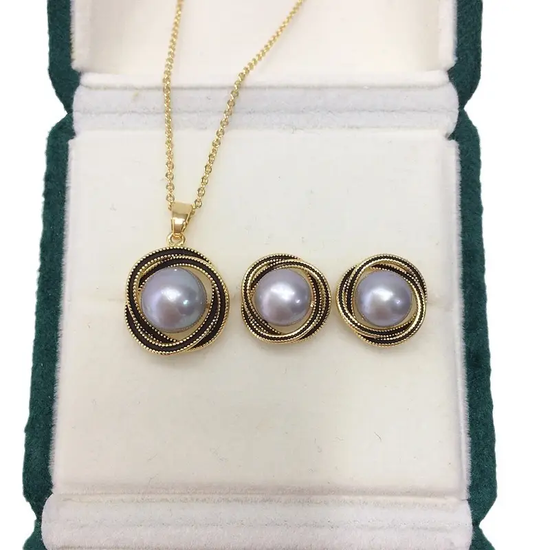 5Pcs Gold Pearl Bird's Nest Necklace Set - Image 6