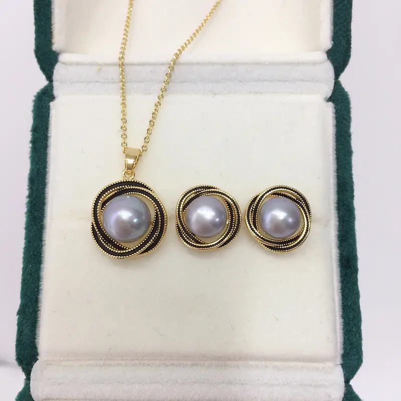 5Pcs Gold Pearl Bird's Nest Necklace Set - Image 2