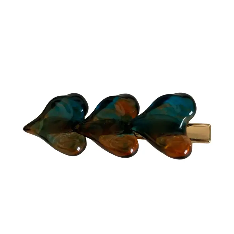 Retro Heart Hairpins for Women - Caramel & White Clips - Image 8