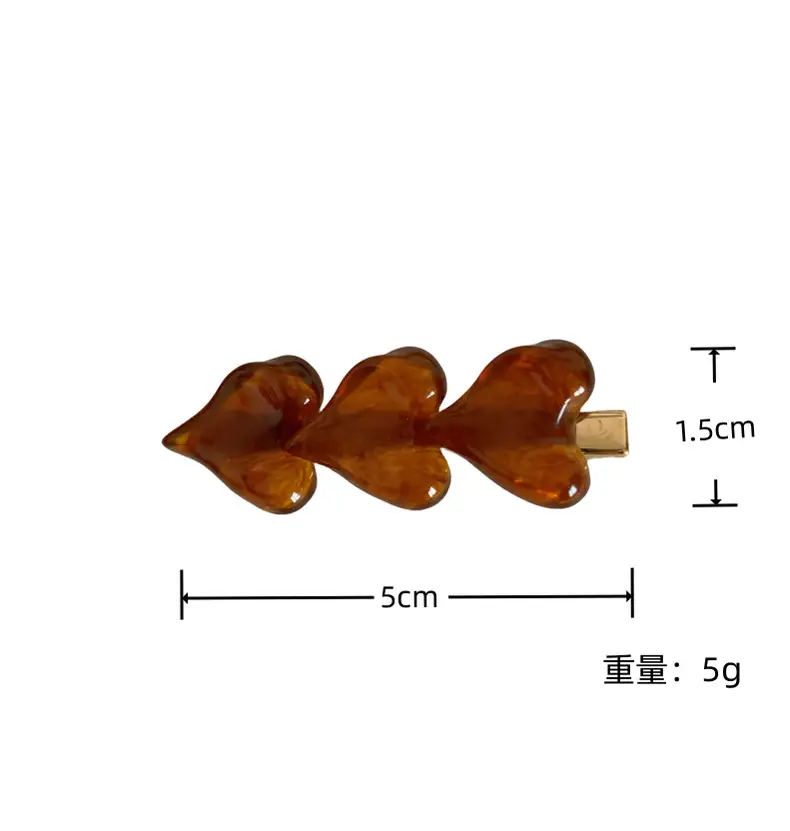 Retro Heart Hairpins for Women - Caramel & White Clips — feature 5