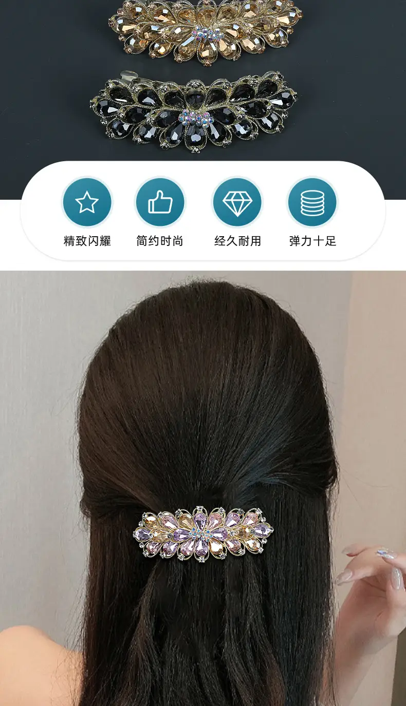Korean Crystal Flower Hairpin for Medium Hair — feature 5