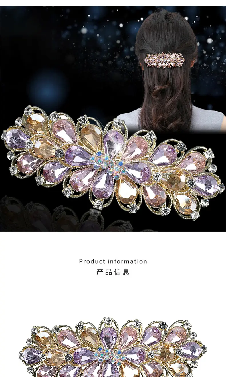 Korean Crystal Flower Hairpin for Medium Hair — feature 7