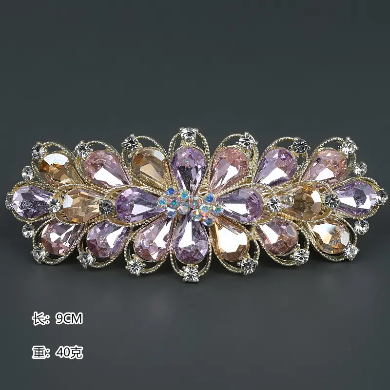 Korean Crystal Flower Hairpin for Medium Hair
