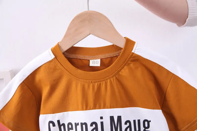 Children's Summer Sports T-Shirt Shorts Set Charpai Maug Green Brown — feature 5