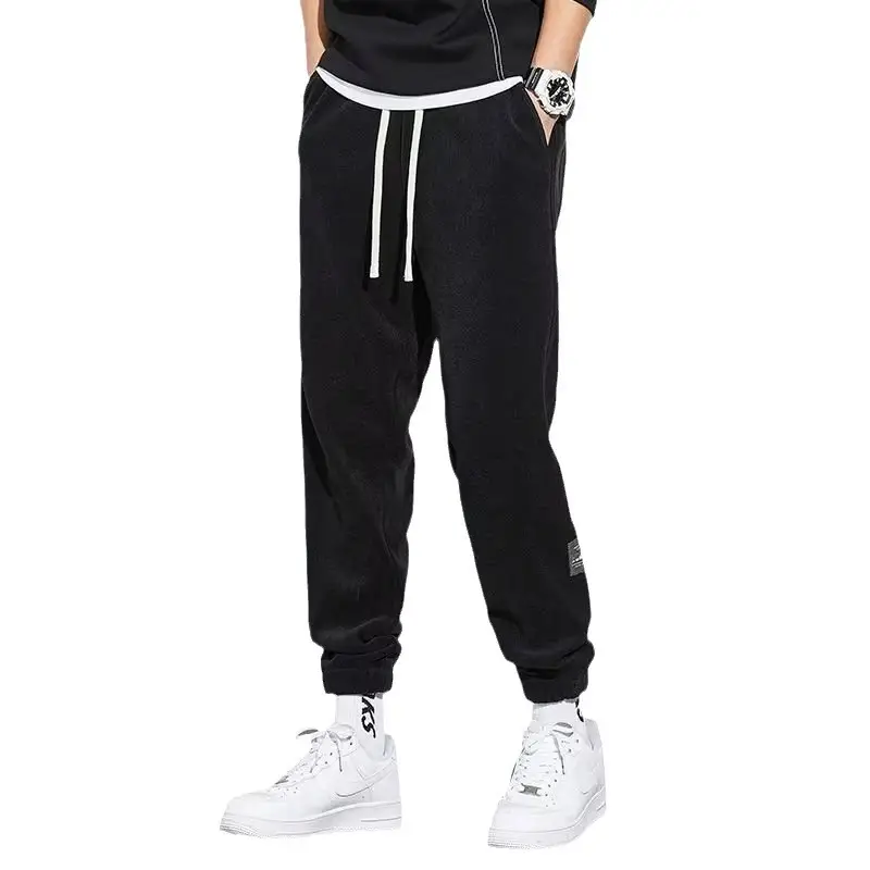 Men Fleece Lined Grey Tied Ankle Pants - Image 13
