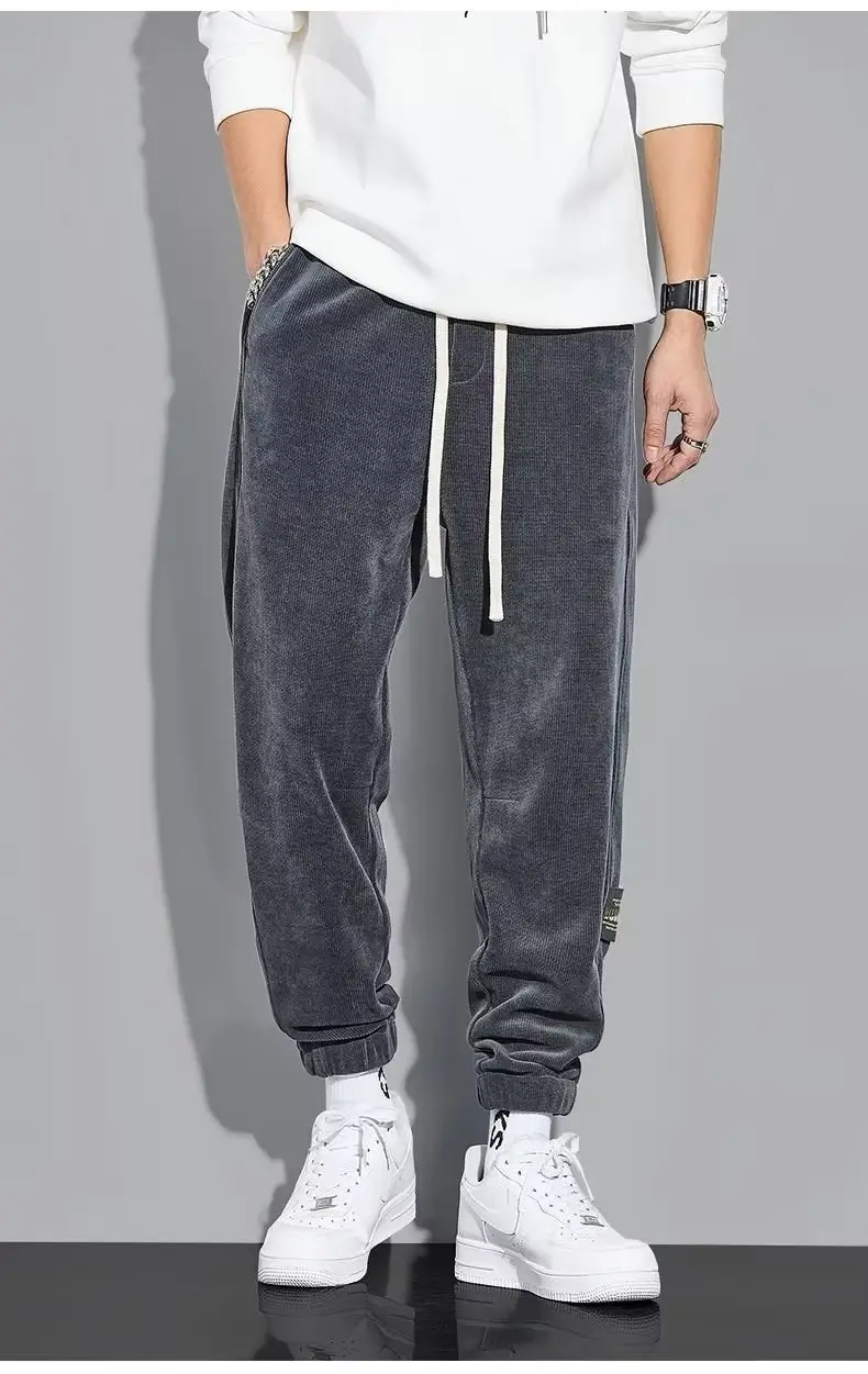 Men Fleece Lined Grey Tied Ankle Pants — feature 11