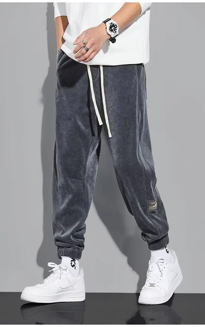 Men Fleece Lined Grey Tied Ankle Pants — feature 14