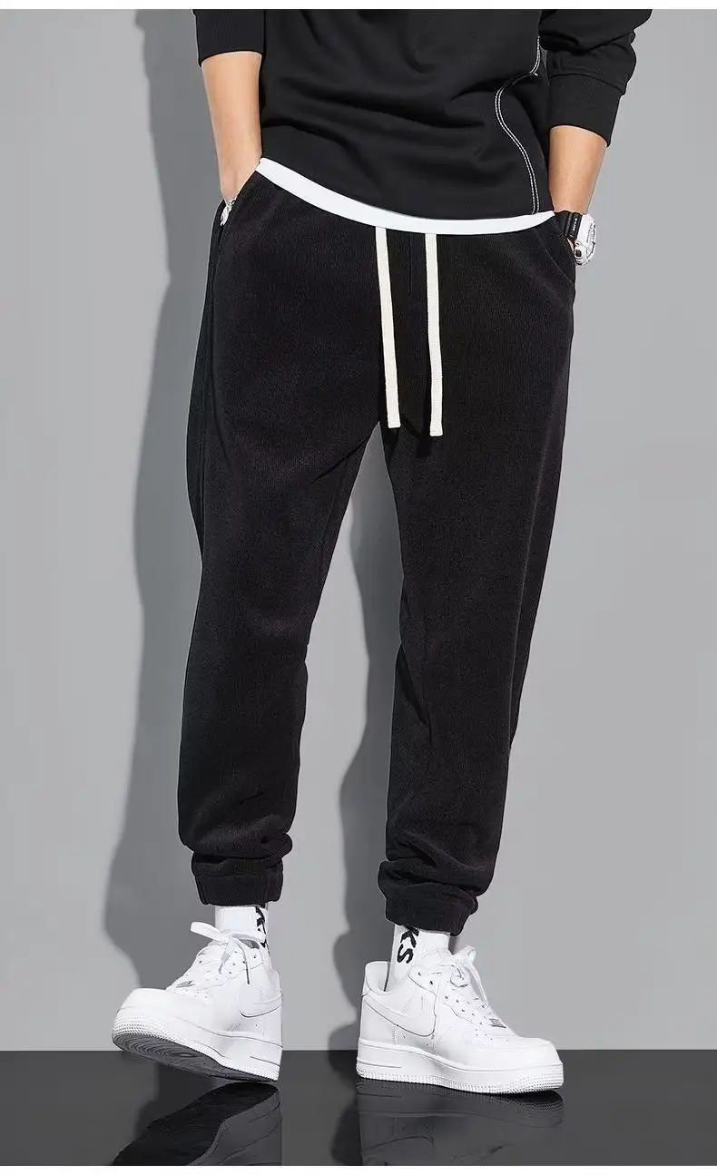 Men Fleece Lined Grey Tied Ankle Pants — feature 15