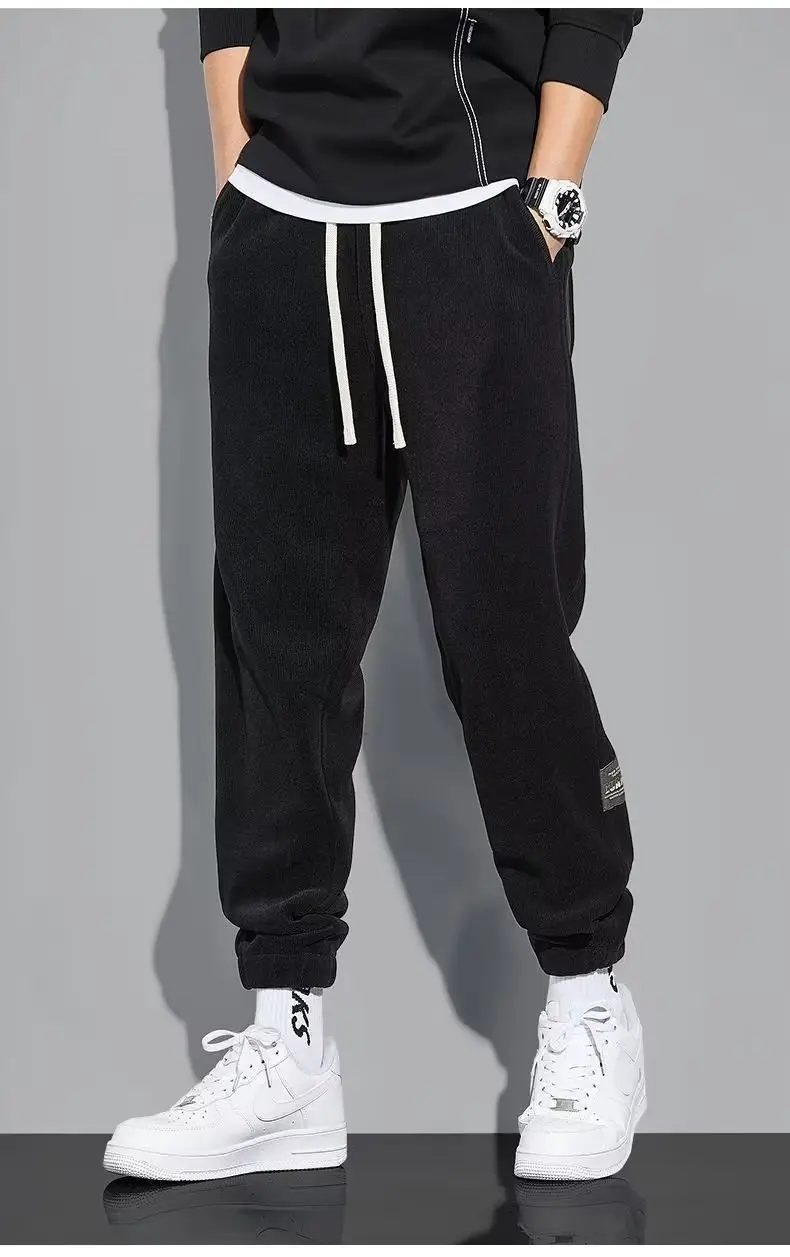 Men Fleece Lined Grey Tied Ankle Pants — feature 16