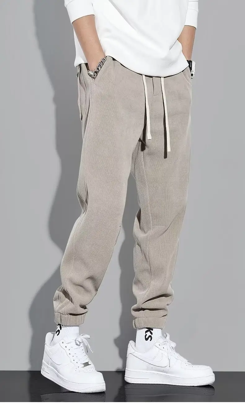 Men Fleece Lined Grey Tied Ankle Pants — feature 18