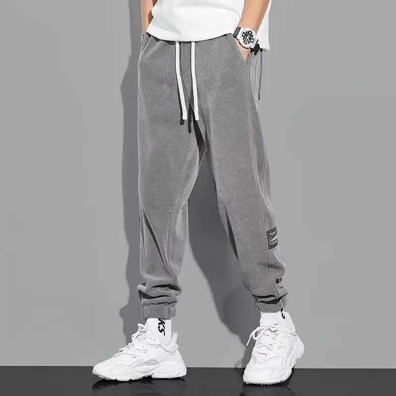 Men Fleece Lined Grey Tied Ankle Pants - Image 2