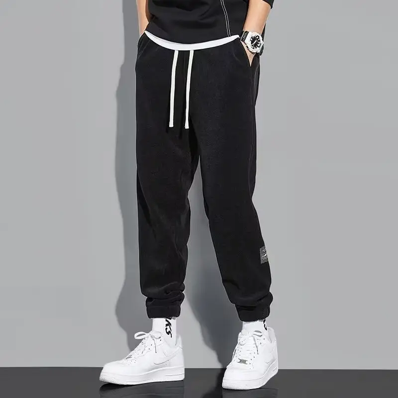 Men Fleece Lined Grey Tied Ankle Pants - Image 4