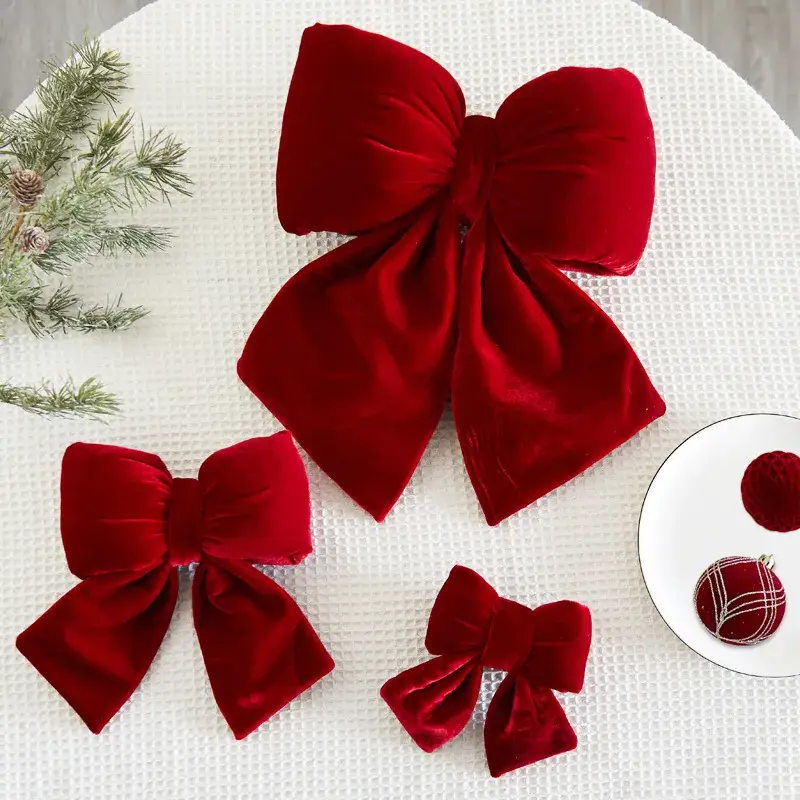 Red Velvet Bow Decorative Photo Attire 23x18cm - Image 19