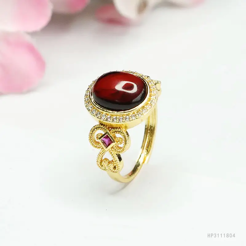 Guan Yu Natural Amber Ring Blood Amber Ring Finger Ring National Trend Jewelry Women's Factory Wholesale Dropshipping S3111804