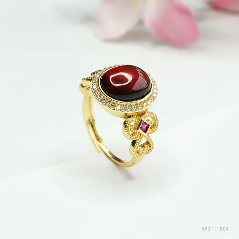 Guan Yu Natural Amber Ring Blood Amber Ring Finger Ring National Trend Jewelry Women's Factory Wholesale Dropshipping S3111804 — feature 9