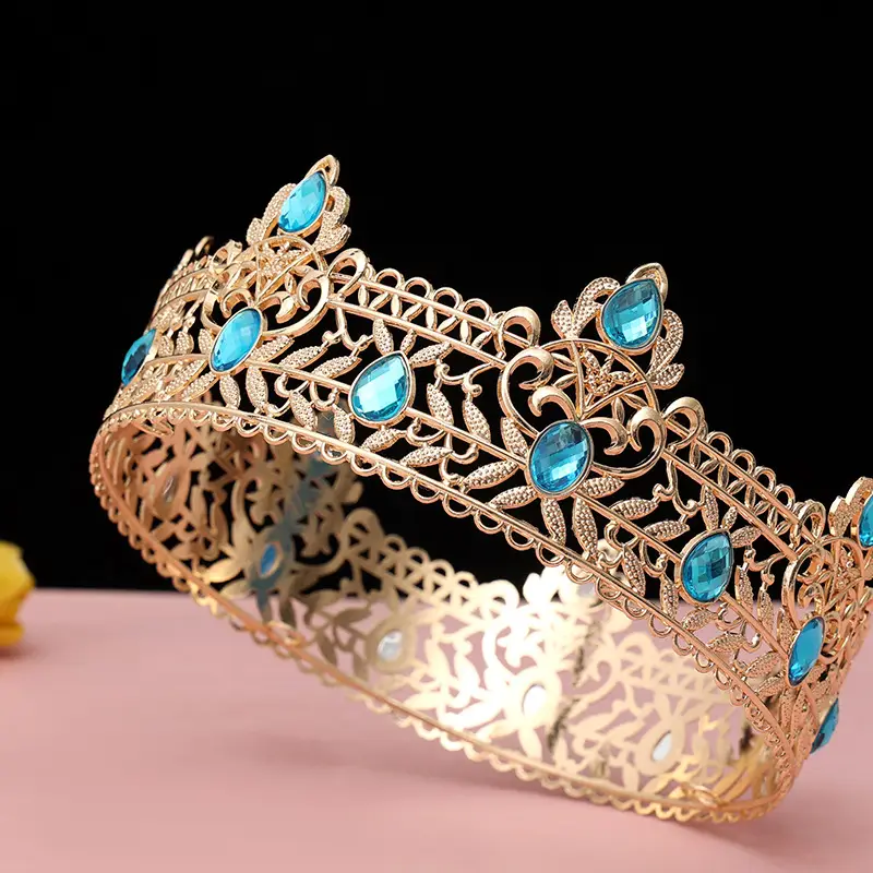 Gold Full Crown Crown for Boys Men Queen Performance - Image 19