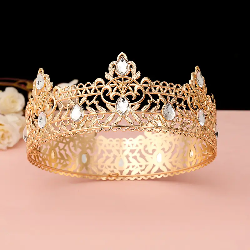 Gold Full Crown Crown for Boys Men Queen Performance - Image 20