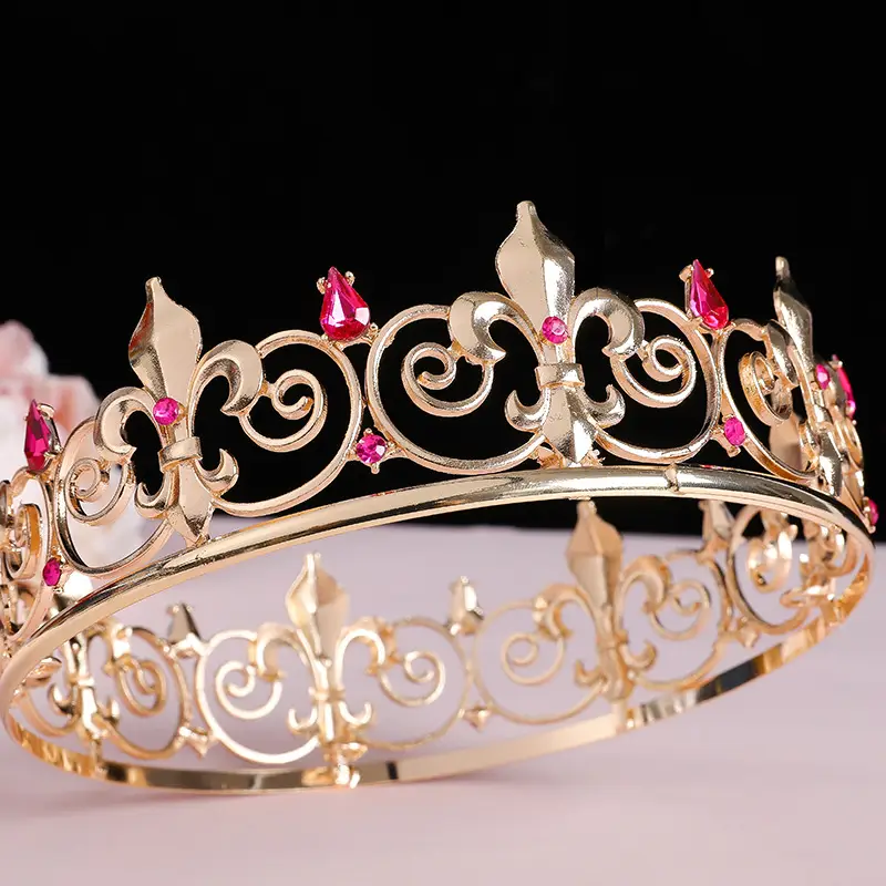 Gold Full Crown Crown for Boys Men Queen Performance - Image 3