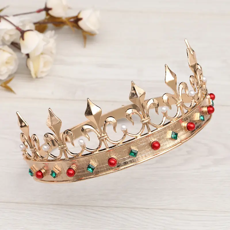 Gold Full Crown Crown for Boys Men Queen Performance - Image 34