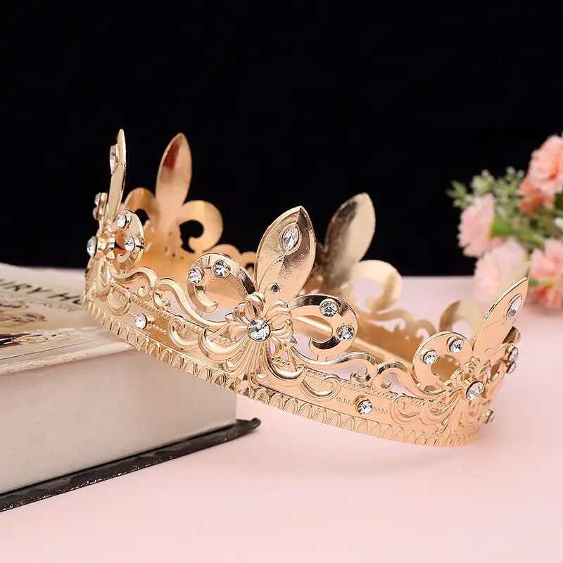 Gold Full Crown Crown for Boys Men Queen Performance - Image 35