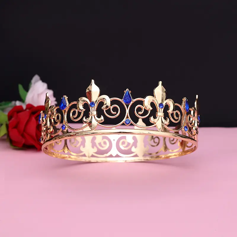 Gold Full Crown Crown for Boys Men Queen Performance - Image 5