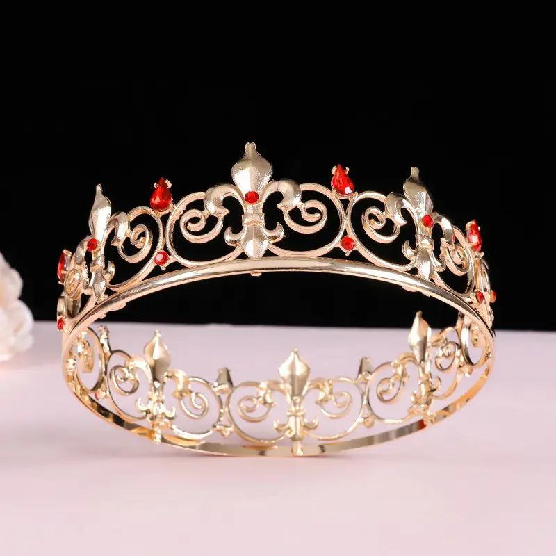 Gold Full Crown Crown for Boys Men Queen Performance - Image 8