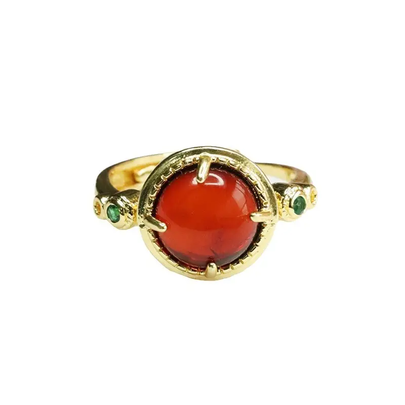 Guan Yu Natural Amber Claw Setting Ring Gold Plated - Image 6