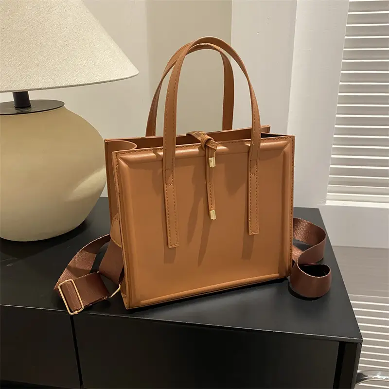 Nude Leather Women's Large Tote Bag with Shoulder Strap