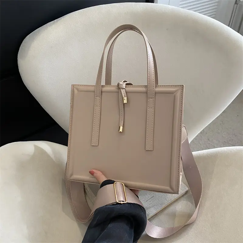 Nude Leather Women's Large Tote Bag with Shoulder Strap