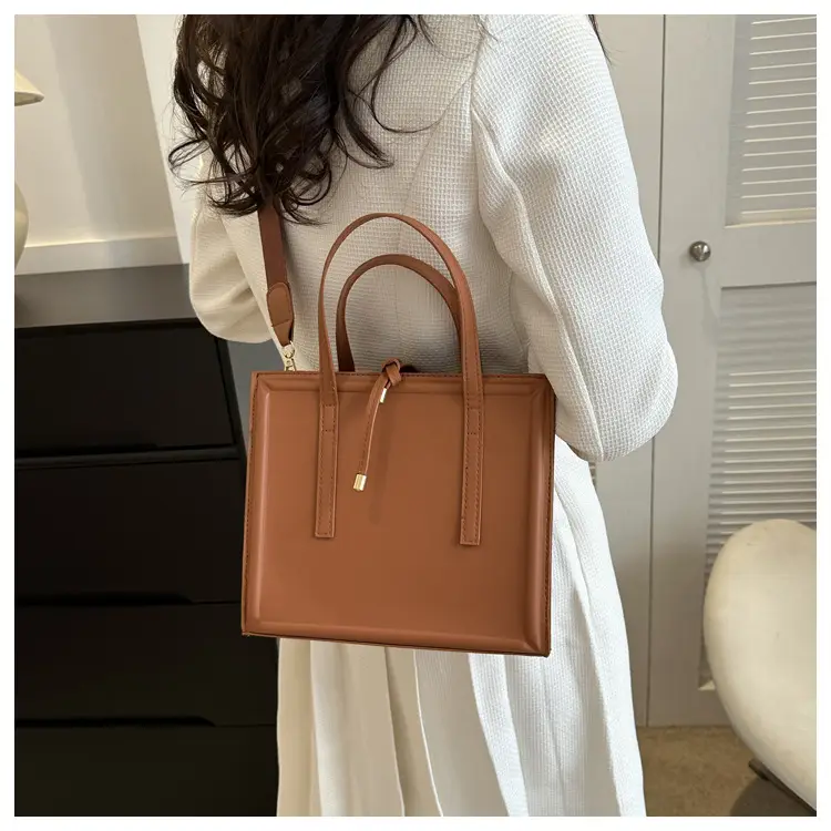 Nude Leather Women's Large Tote Bag with Shoulder Strap — feature 13
