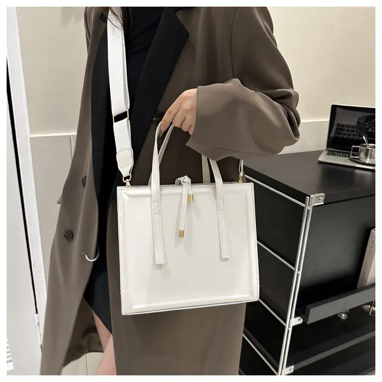 Nude Leather Women's Large Tote Bag with Shoulder Strap — feature 14