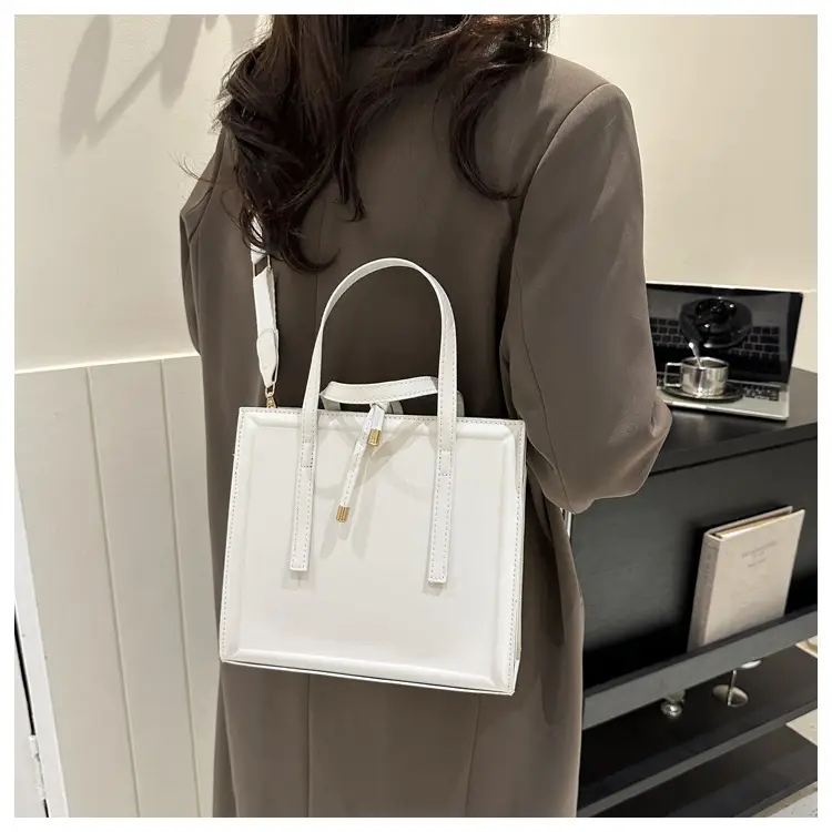 Nude Leather Women's Large Tote Bag with Shoulder Strap — feature 15