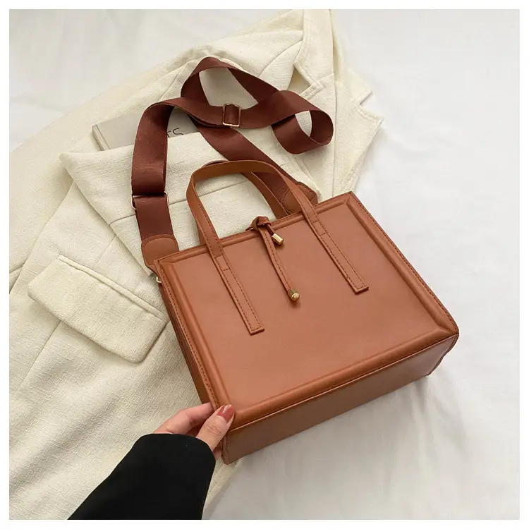 Nude Leather Women's Large Tote Bag with Shoulder Strap — feature 17
