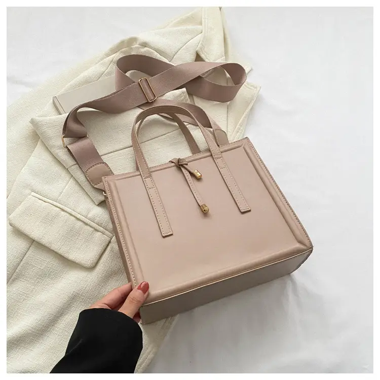 Nude Leather Women's Large Tote Bag with Shoulder Strap — feature 19