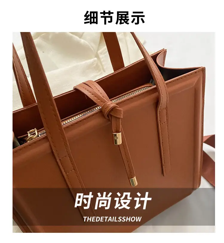 Nude Leather Women's Large Tote Bag with Shoulder Strap — feature 2
