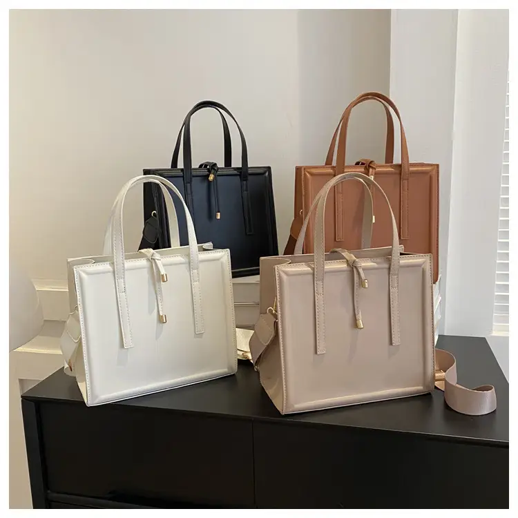Nude Leather Women's Large Tote Bag with Shoulder Strap — feature 20