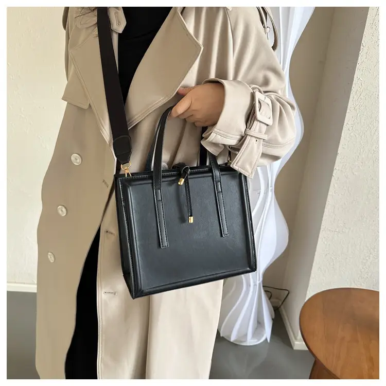 Nude Leather Women's Large Tote Bag with Shoulder Strap — feature 8