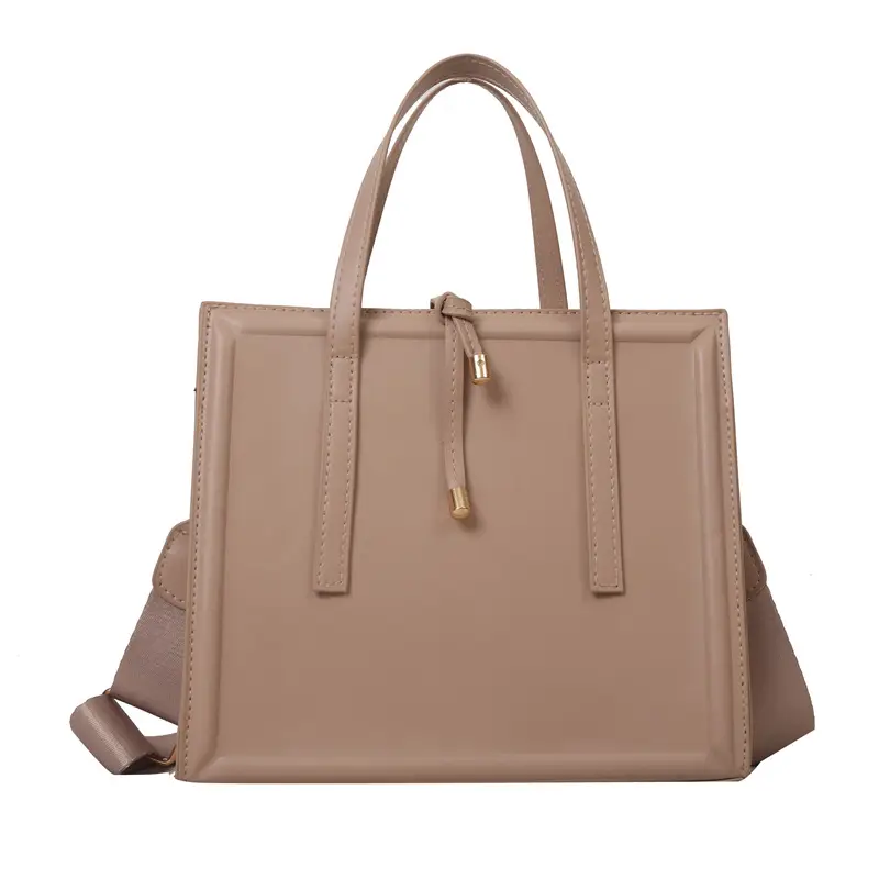 Nude Leather Women's Large Tote Bag with Shoulder Strap