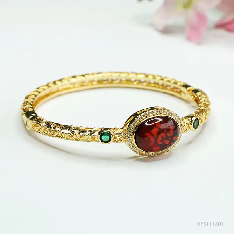 Guan Yu Blood Amber Bracelet Blood Amber Bangle Palace Style