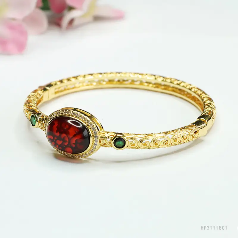 Guan Yu Blood Amber Bracelet Blood Amber Bangle Palace Style