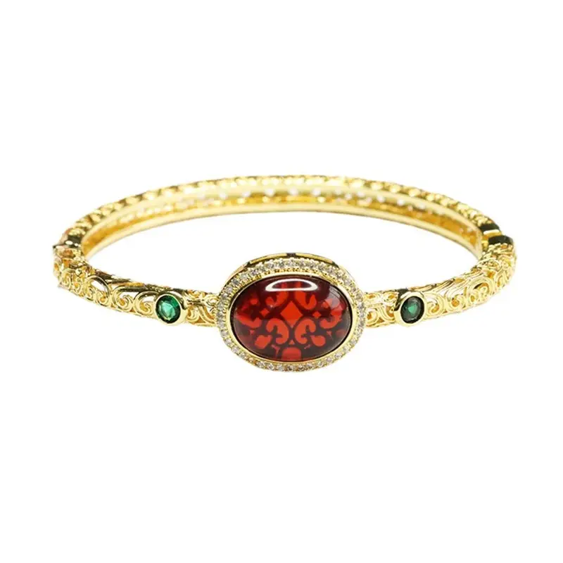 Guan Yu Blood Amber Bracelet Blood Amber Bangle Palace Style