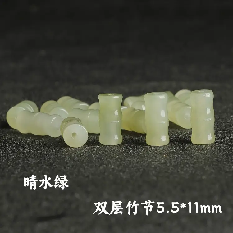 Natural Jade Bamboo Bracelet Green Sea Green Beads