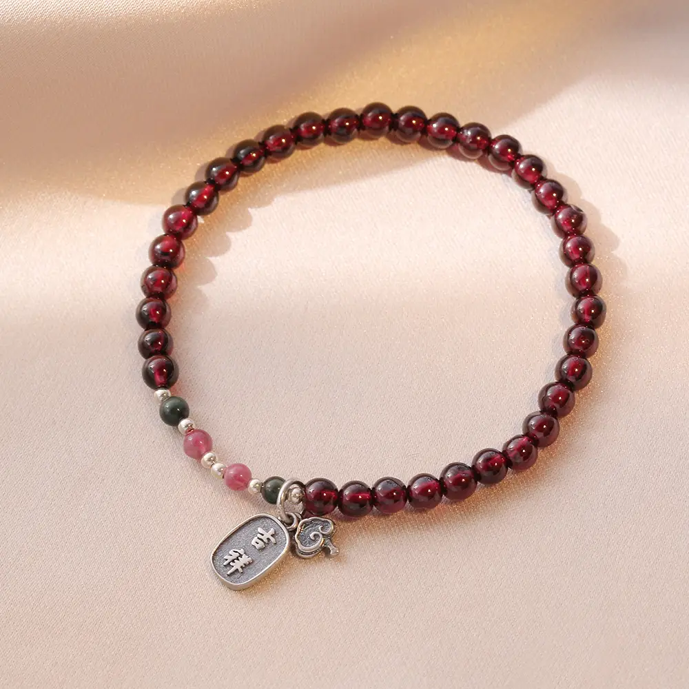 Silver Adjustable Ankang Bracelet with Pearl Drop - Image 3