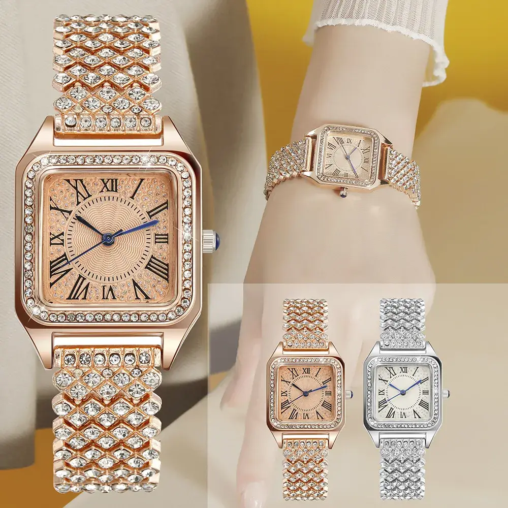 Women's Starry Rhinestone Quartz Watch with Roman Numeral