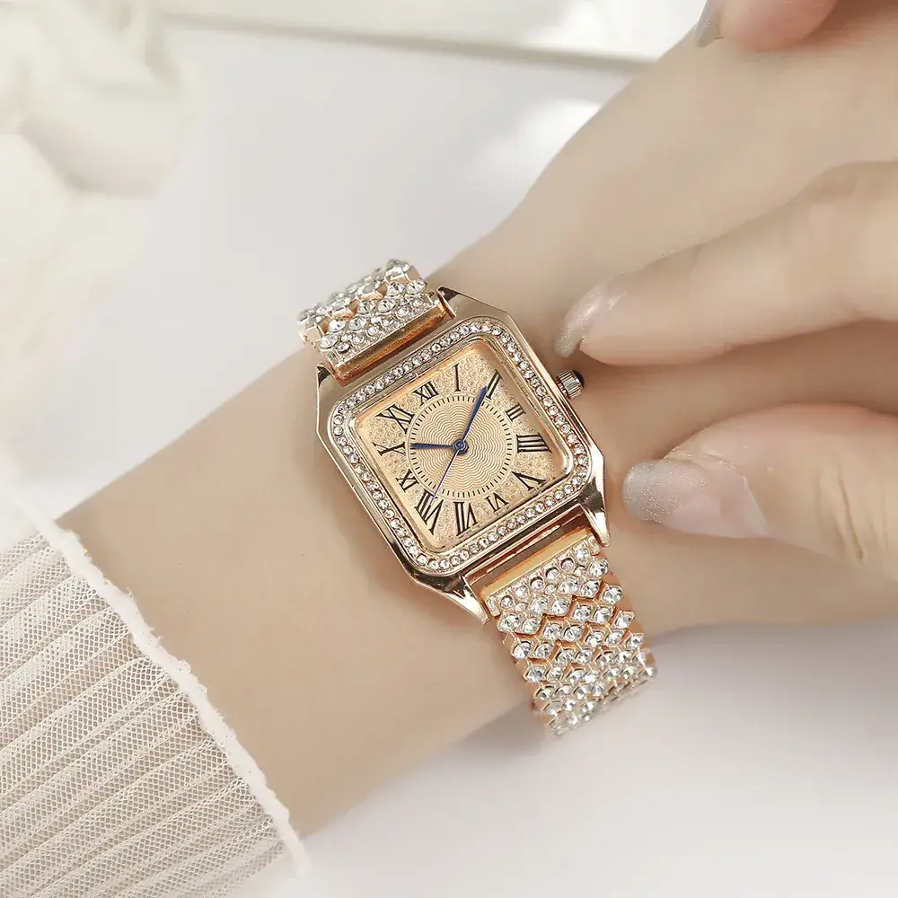 Women's Starry Rhinestone Quartz Watch with Roman Numeral