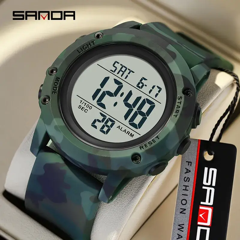 Sanda Military Green Digital Watch 12:18 - Image 9