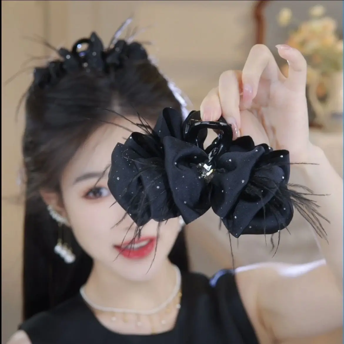 Black Mesh Cloud Bubble Hair Clip for Women - Image 33